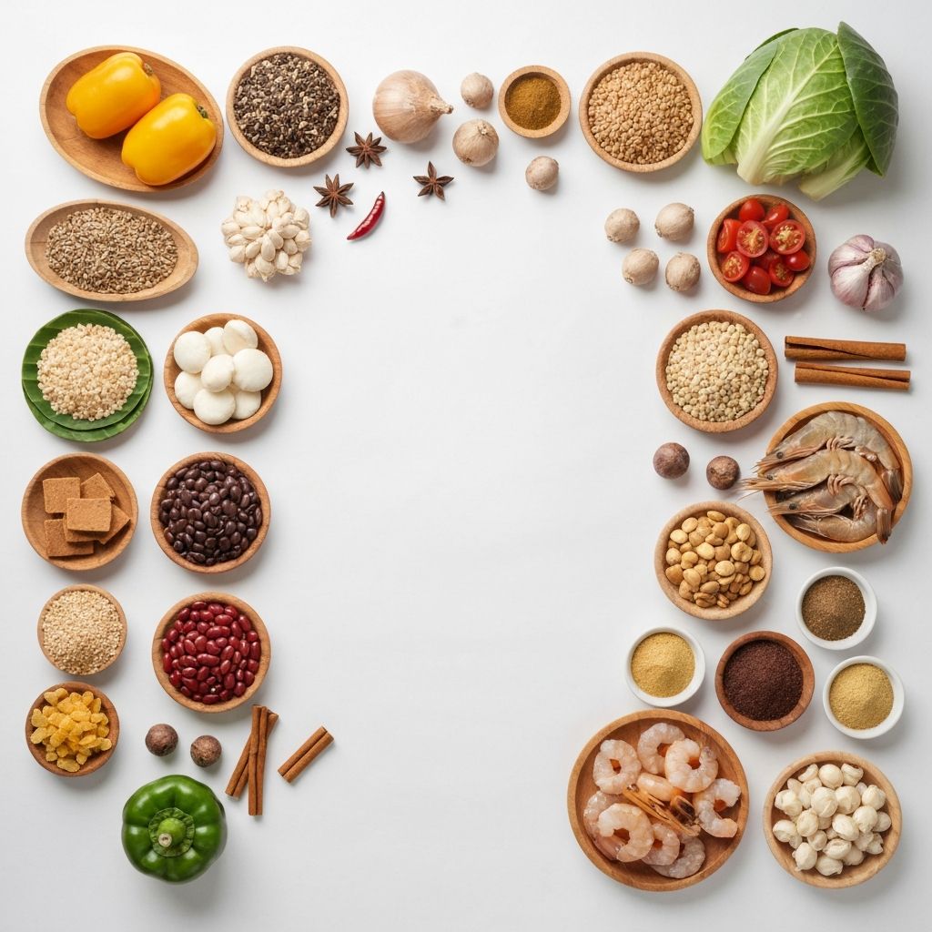 Diverse nutritious foods representing balanced eating